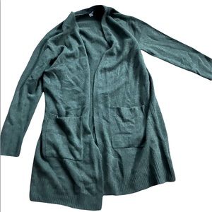 Green long kids cardigan